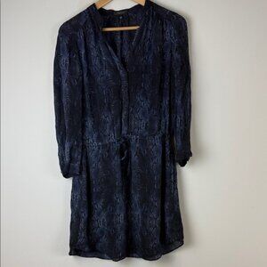 Babaton Midnight Blue Long Sleeve Silk Dress Size Small